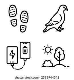 Park Flat Icon Set Isolated On White Background