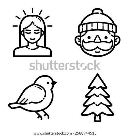 Park Flat Icon Set Isolated On White Background