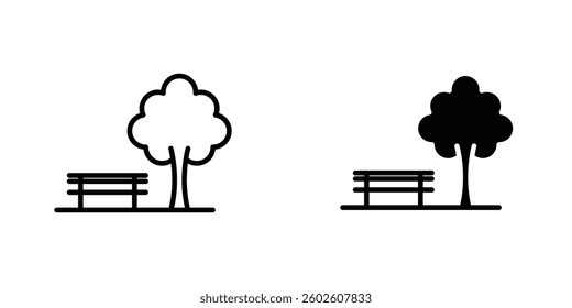 park flat Icons in line outline and flat solid style on white background