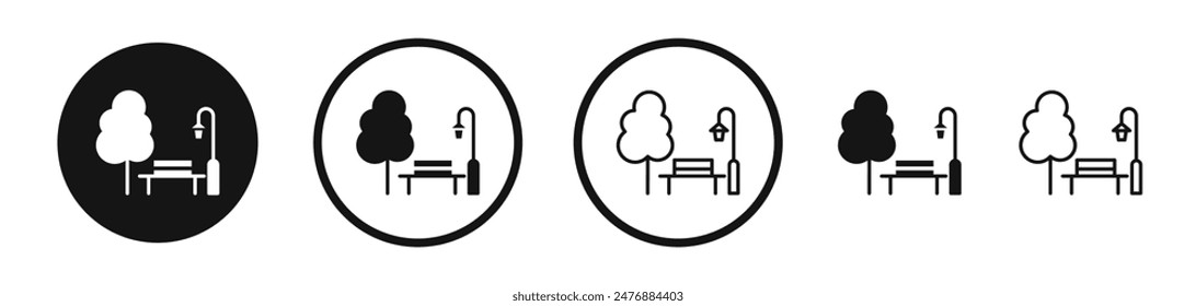 park flat liner icon set.