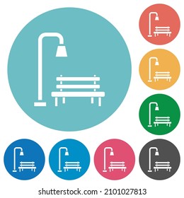 Park flat white icons on round color backgrounds
