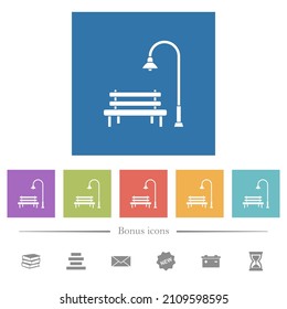 Park flat white icons in square backgrounds. 6 bonus icons included.