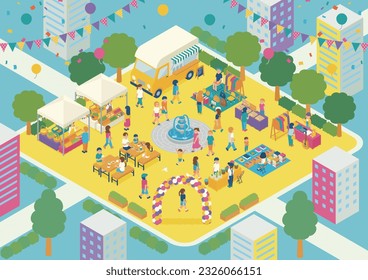 A park with a flea market