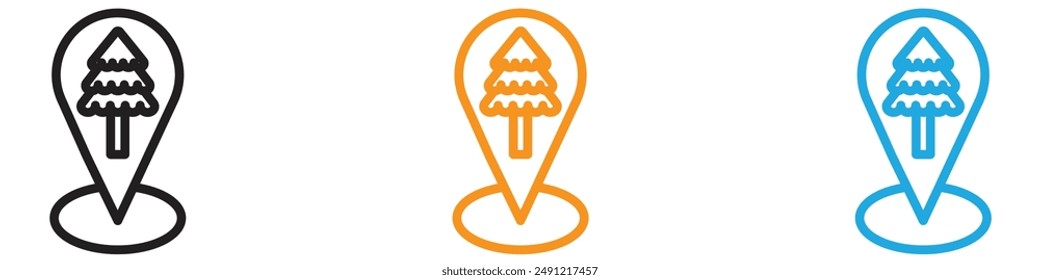 Park, forest location map icon
