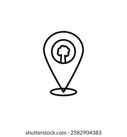 Park, forest location map icon logo sign vector outline in black and white color