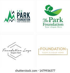 The park foundation logo with landscape tree green and hexagon rectangle lettering suitable for community nonprofit environment groups