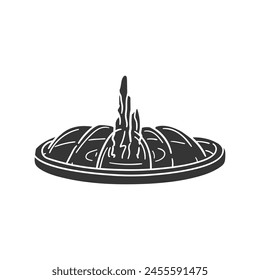 Park Fountain Icon Silhouette Illustration. Outdoors Vector Graphic Pictogram Symbol Clip Art. Doodle Sketch Black Sign.