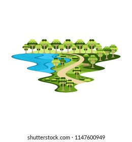 Park Garden and Lake for Activity Landscape Vector