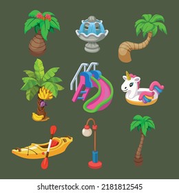 park garden playground set vector cartoon illustration