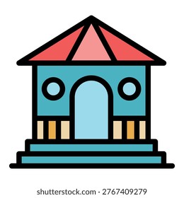 Park gazebo icon. Outline park gazebo vector icon color flat isolated