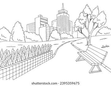 Park graphic black white city landscape sketch illustration vector 