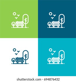 Park green and blue material color minimal icon or logo design