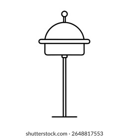 Gril de parc monté sur un poteau métallique contour détaillé dans l'Illustration vectorielle d'art de ligne