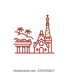 Park Guell landmark line icon
Vector landmark on a white background