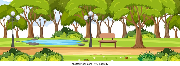 Park horizontal scene at day time illustration