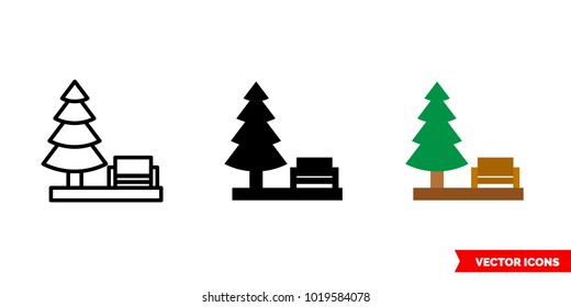 Park icon of 3 types: color, black and white, outline. Isolated vector sign symbol.