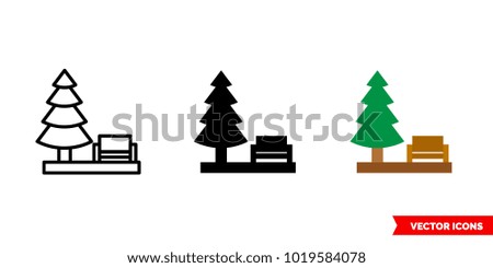 Park icon of 3 types: color, black and white, outline. Isolated vector sign symbol.