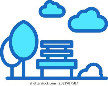 Park Icon Blue Color Vector Illustration