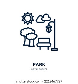 park icon from city elements collection. Thin linear park, recreation, fun outline icon isolated on white background. Line vector park sign, symbol for web and mobile