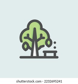  park icon, isolated autumn colored outline icon in light blue background, perfect for website, blog, logo, graphic design, social media, UI, mobile app