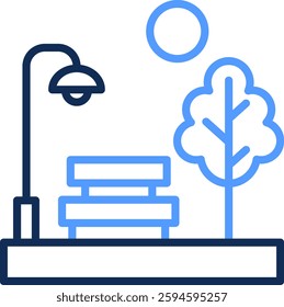 Park Icon Line Color Vector Illustration
