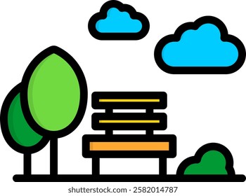 Park Icon Lineal Color Vector Illustration