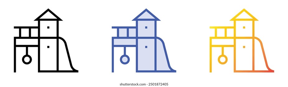 Park-Symbol. Lineares, blaues Füllungs- und Farbverlauf-Design einzeln auf weißem Hintergrund