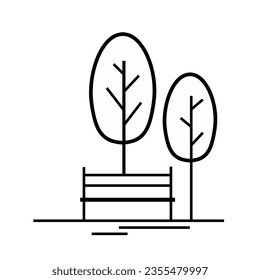 Park icon. Outline park bench vector icon for web design isolated on white background.