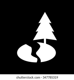Park icon. Pine on a hill with a stream or a road