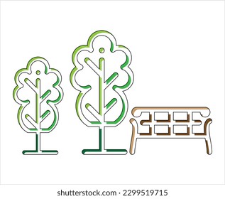 Icono Del Parque, Espacio Plantado Público Para El Disfrute Humano Y La Ilustración Del Vector De Recreación