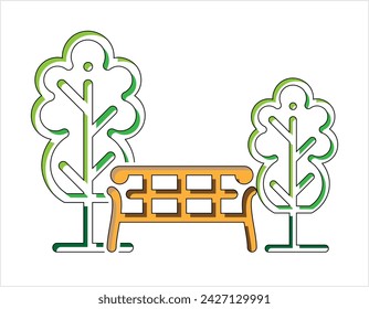 Park Icon, Public Planted Space For Human Enjoyment And Recreation Vector Art Illustration