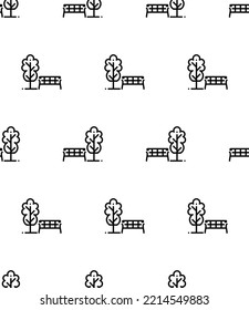 Park Icon Seamless Pattern, Public Planted Space For Human Enjoyment And Recreation Vector Art Illustration