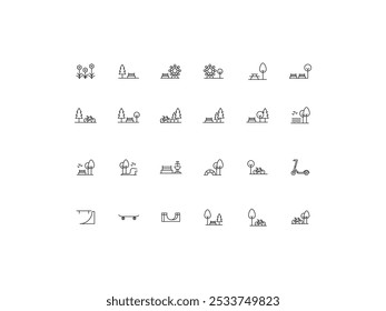 Park icon set, design, vector illustration