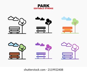 Park icon set with different styles. Editable stroke and pixel perfect. Can be used for digital product, presentation, print design and more.