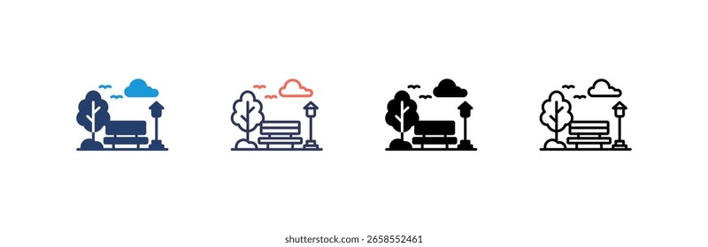 Park icon set multiple style collection