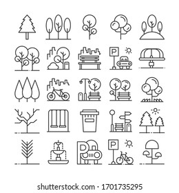 Park icon set. outline vector illustration