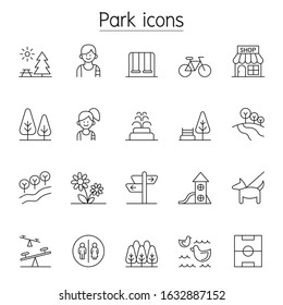 Park Icon Set In Thin Line Style