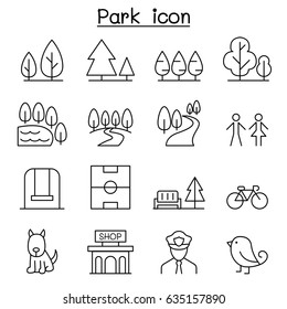 Park icon set in thin line style