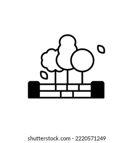 Park Icon Set. Trees, forest and bench vector icons. Nature, sun, lake.