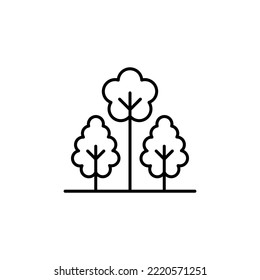 Juego de iconos de estacionamiento. Árboles, bosques e íconos vectores de banco. Naturaleza, sol, lago.