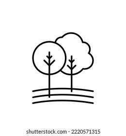 Park Icon Set. Trees, forest and bench vector icons. Nature, sun, lake.