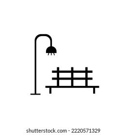 Park Icon Set. Trees, forest and bench vector icons. Nature, sun, lake.