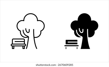 Park Icon Set. Trees, forest and bench vector illustration on white background