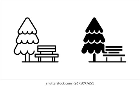 Park Icon Set. Trees, forest and bench vector illustration on white background