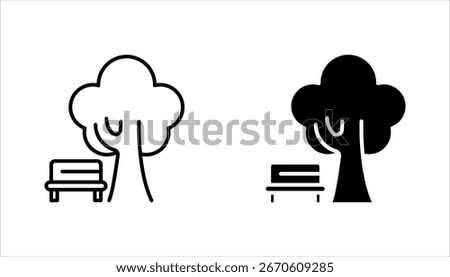 Park Icon Set. Trees, forest and bench vector illustration on white background