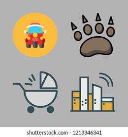 park icon set. vector set about tuk tuk, animal, baby stroller and wifi icons set.