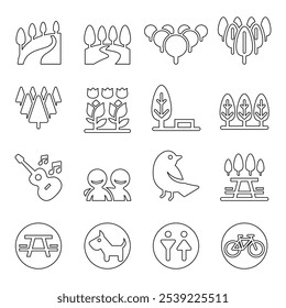 Park icon set Vector illustration