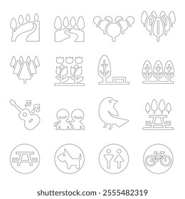 Park icon set Vector illustration