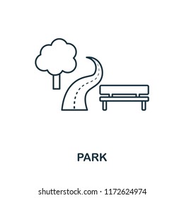 Park icon. Simple element illustration. Park outline icon design from real estate collection. Web design, apps, software and print usage.