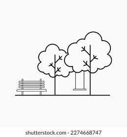 park icon vector design illustration line art